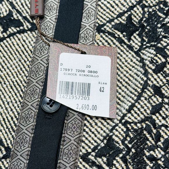 ETRO Women 42 US 6 Milano Jacket Blazer Brown Black Tweed Embroidered NWT $2690 - Picture 12 of 13